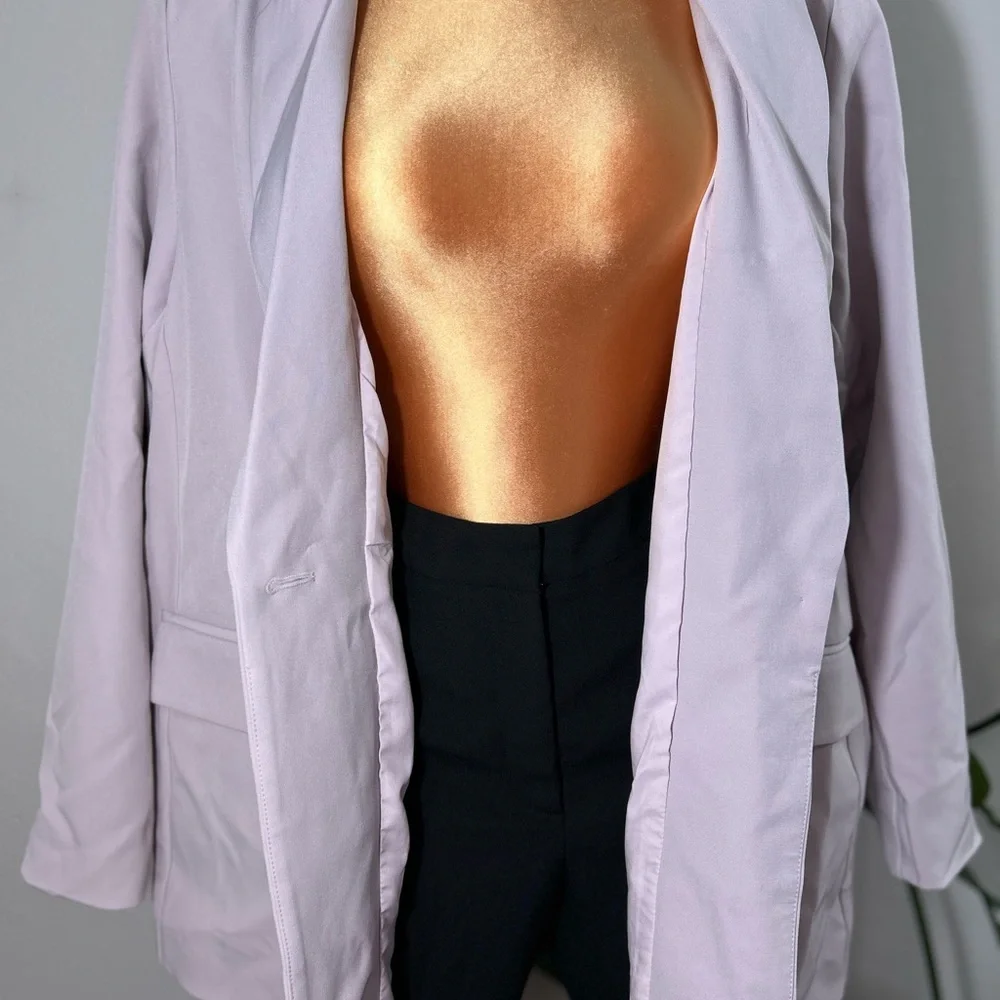 Women's Belted Blazer Jacket - Light Lavandarish - Picture 6 of 8